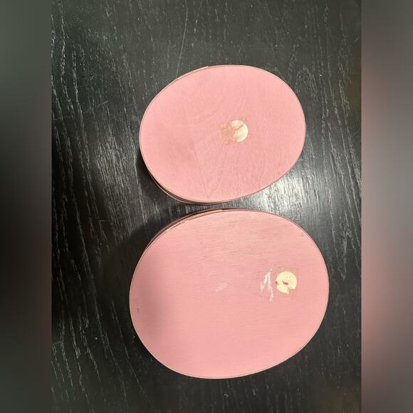 VINTAGE boxes - blush berry pink with hand painted tulips- set of 2 cottage - Picture 7 of 13